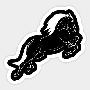 White line art jumping horse Sticker